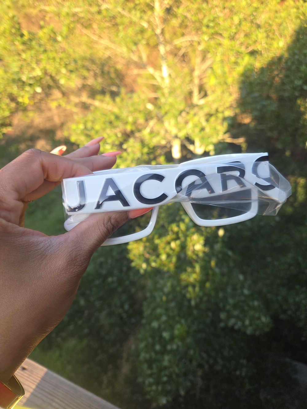Unisex Marc Jacobs White Square Sunglasses with Dark Lenses